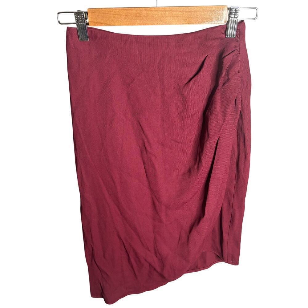 & Other Stories Ruched Stretch Twill Skirt Red Size 0